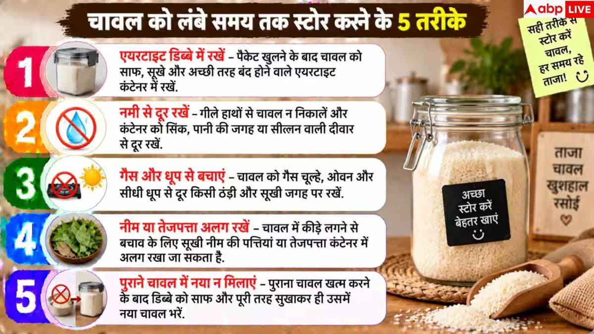 How To Store Rice: सालों-साल खराब नहीं होगा चावल, नोट करें स्टोर करने का सही नियम