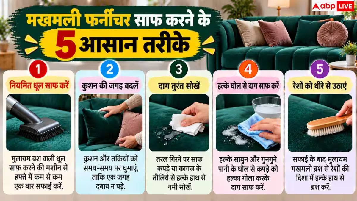 How To Clean Velvet Furniture: मखमली सोफे से दाग कैसे हटाएं? नोट करें 2 मिनट का जादुई हैक