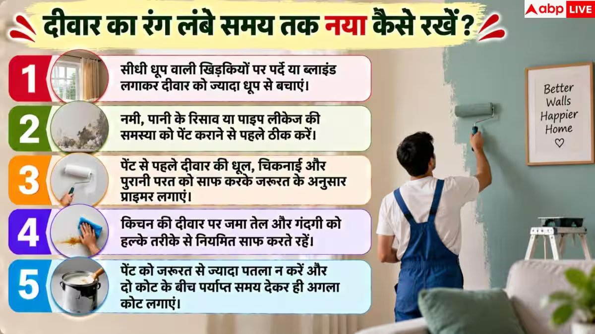 Wall Paint Fading: दीवार का रंग उड़ने लगा है? जान लें रंग फीका पड़ने की असली वजह