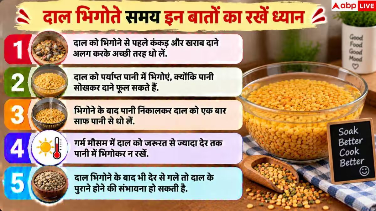 Lentils Soaking Tips: 30 मिनट तक जरूर भिगोनी चाहिए ये दालें, वरना रह जाती हैं कच्ची