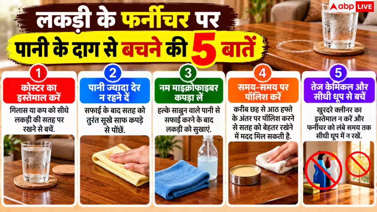 Wood Furniture Cleaning: लकड़ी के फर्नीचर पर पड़ गए पानी के दाग, इसे कैसे हटाएं?