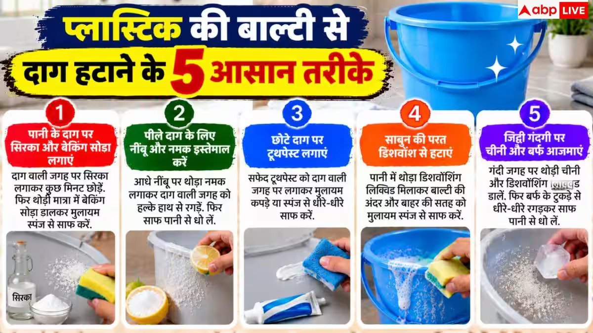 Bathroom Bucket: बाथरूम की बाल्टी पर जम गए पानी के दाग, इस तरीके से करें साफ
