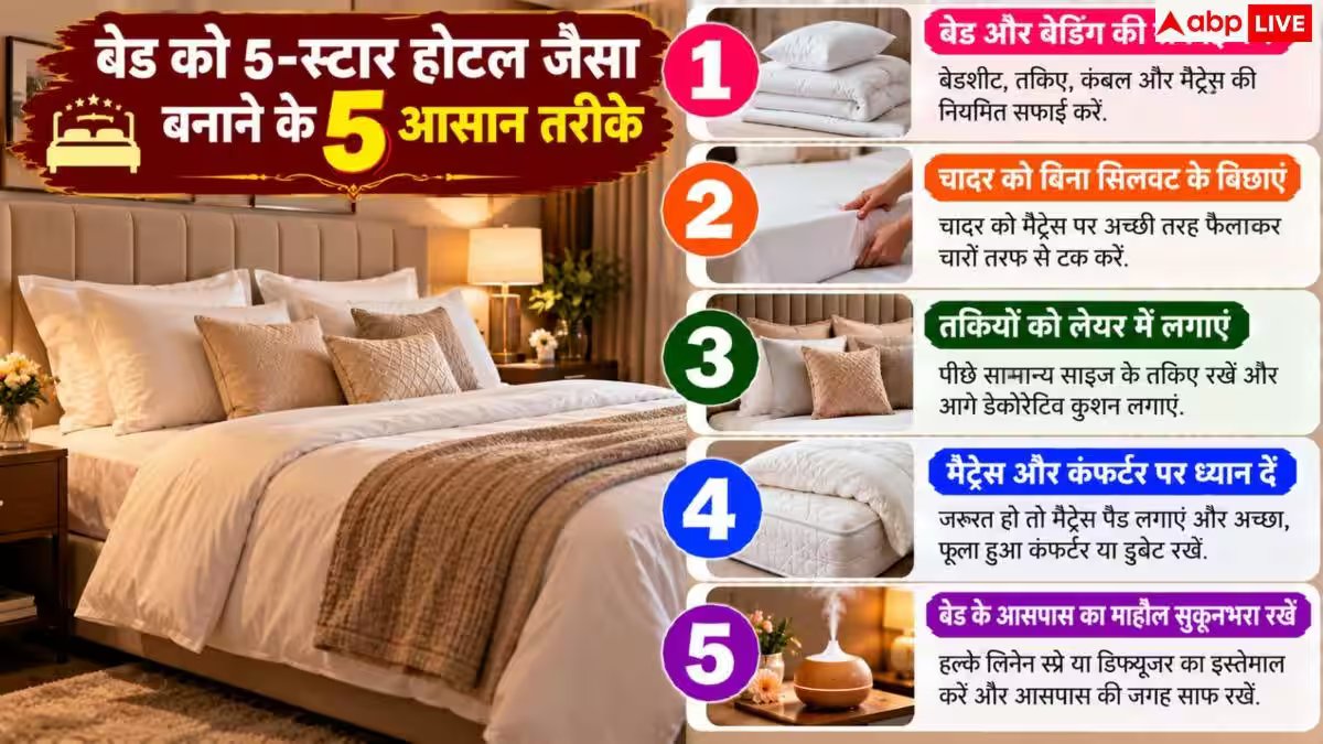 Luxury Bedroom: घर के बेड को बनाना है 5-स्टार होटल जैसा? नोट करें 5 आसान तरीके