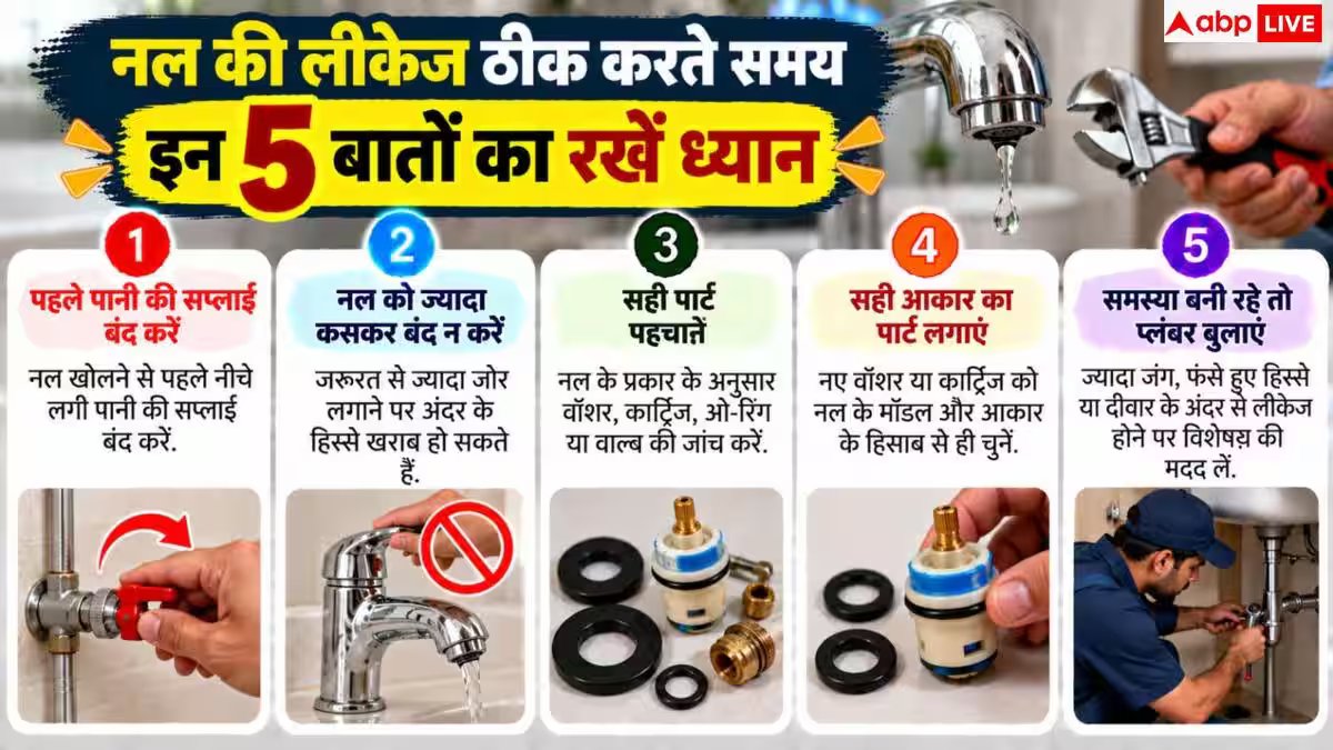 Home Plumbing Tips: नल बंद करने पर भी टपकता है पानी? बिना प्लंबर ऐसे करें 5 मिनट में ठीक