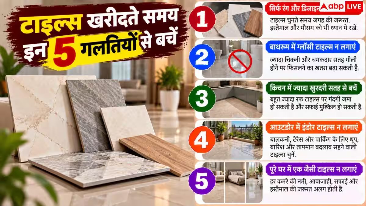 Best Tiles For Home: बाथरूम से किचन तक, घर के लिए ऐसे चुनें सही टाइल्स, नहीं होगी परेशानी