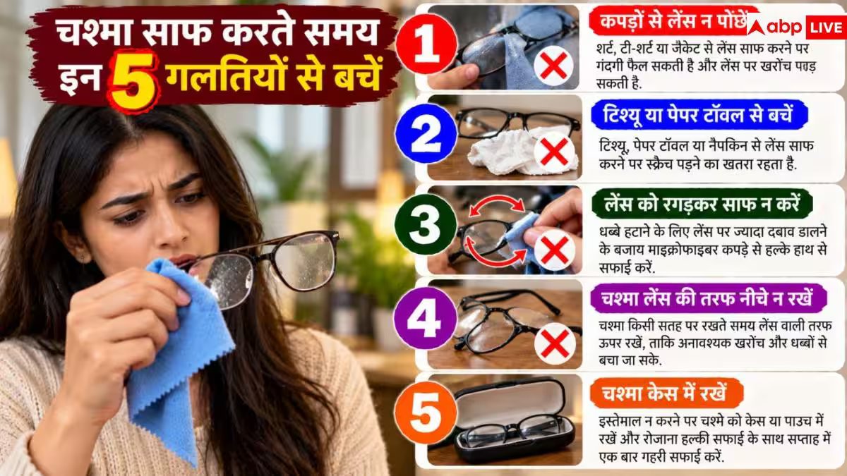 Glasses Cleaning Tips: चश्मे पर पड़ जाते हैं धब्बे? 1 मिनट में साफ करने के 3 आसान हैक्स