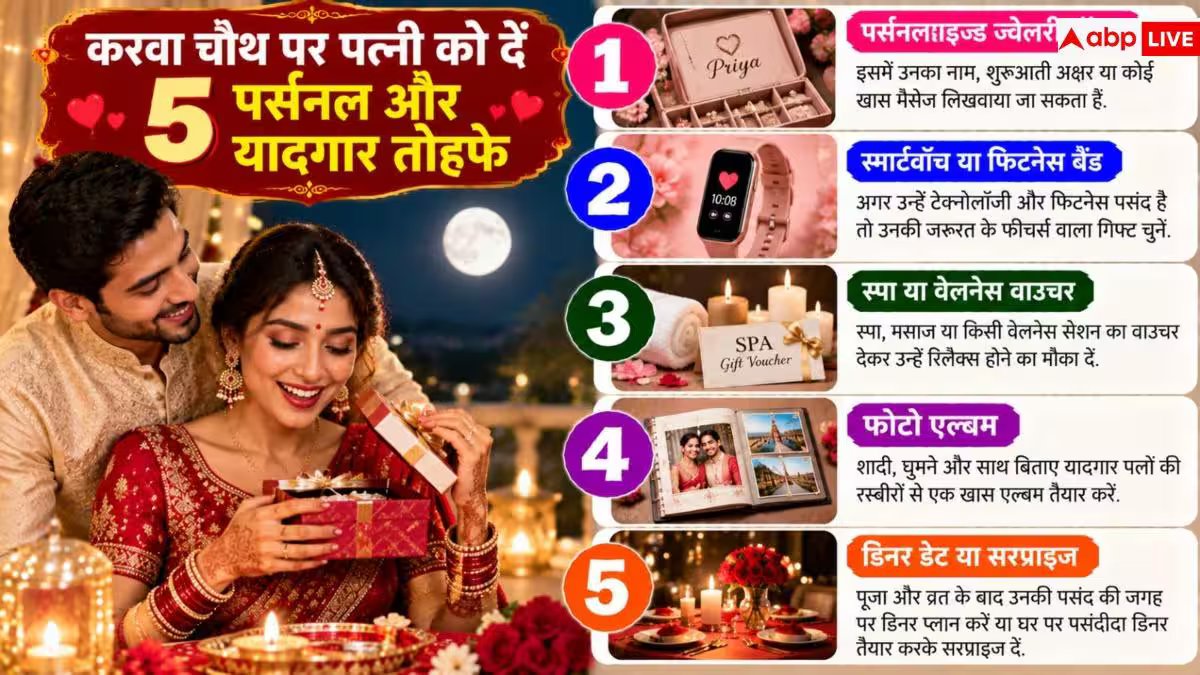 Karwa Chauth Gifts For Wife: करवाचौथ पर पत्नी को क्या दें गिफ्ट? ऐसे लूटें अपने चांद का दिल